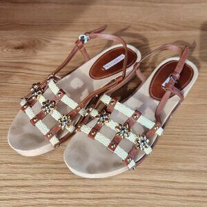 FABRIZIO VITI Leather Slingback Sandals